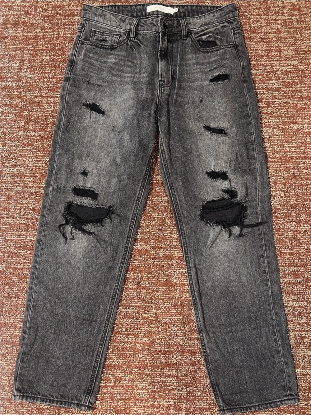 Hidden jeans wide leg crop black distressed denim tapered straight grunge 28